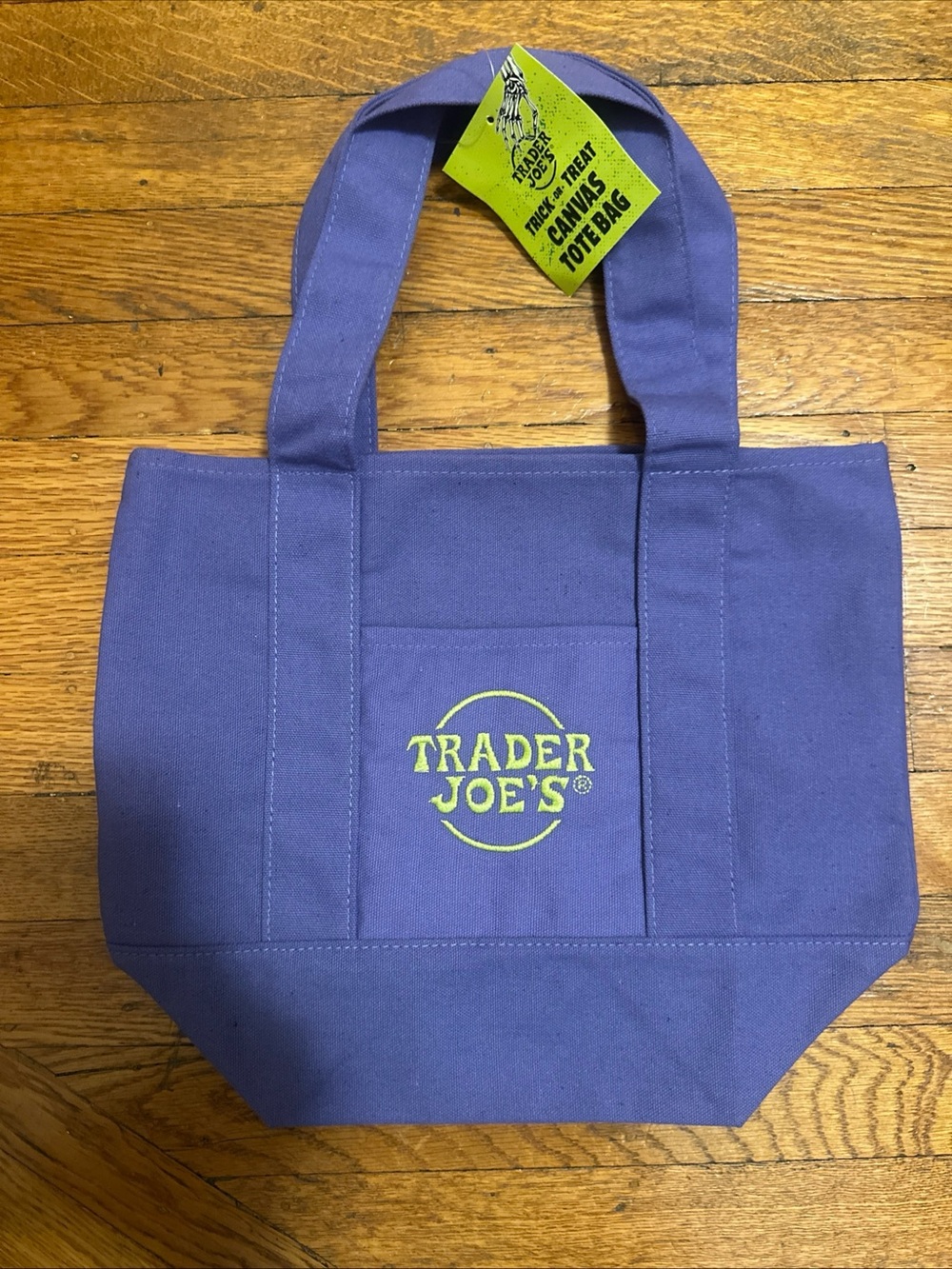 Trader Joe's Mini Purple Canvas Tote Bag New With Tags